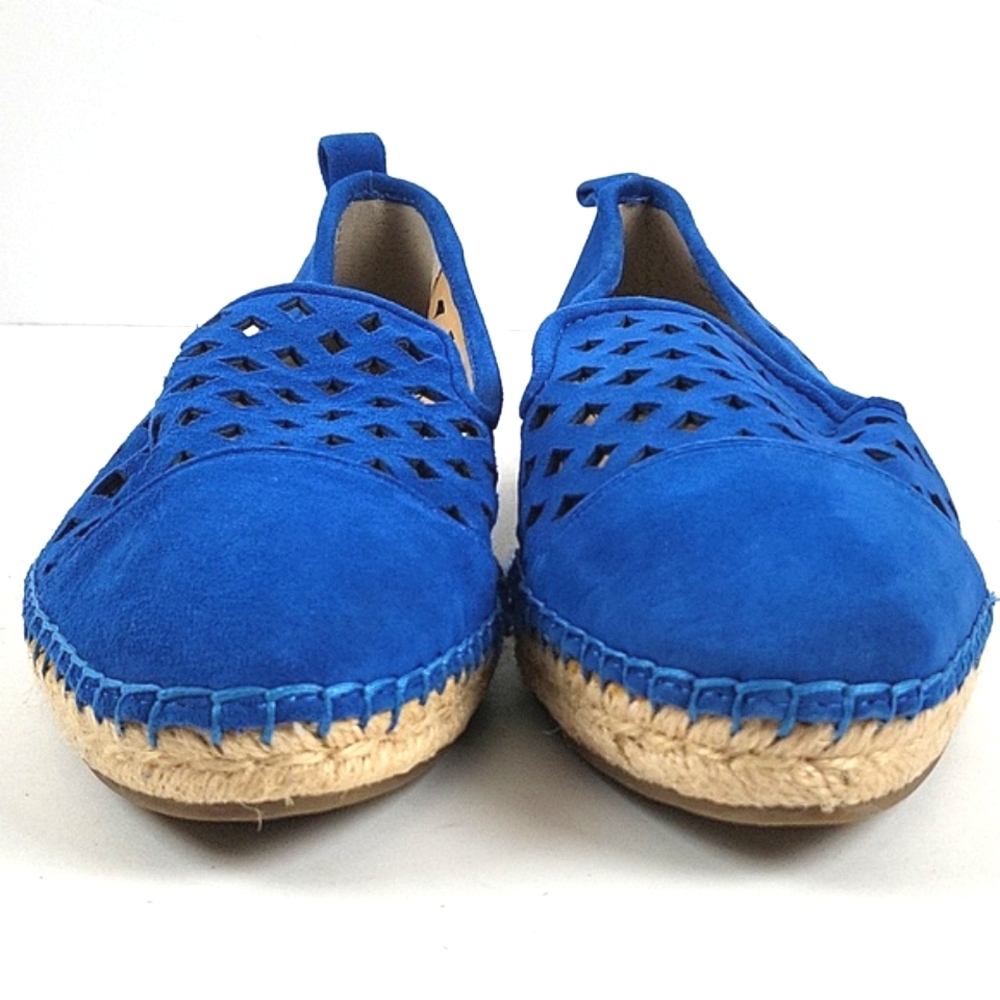 Franco Sarto Blue Suede Laser-Cut Espadrille Flats - Picture 4 of 16